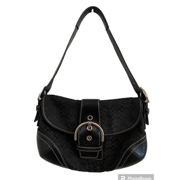 Coach Handbags - Coach Mini Signature Hobo Black Shoulder Bag